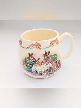 Royal Doulton Bunnykins English Fine Bone-China Cup/Mug w/Afternoon Tea Scene
